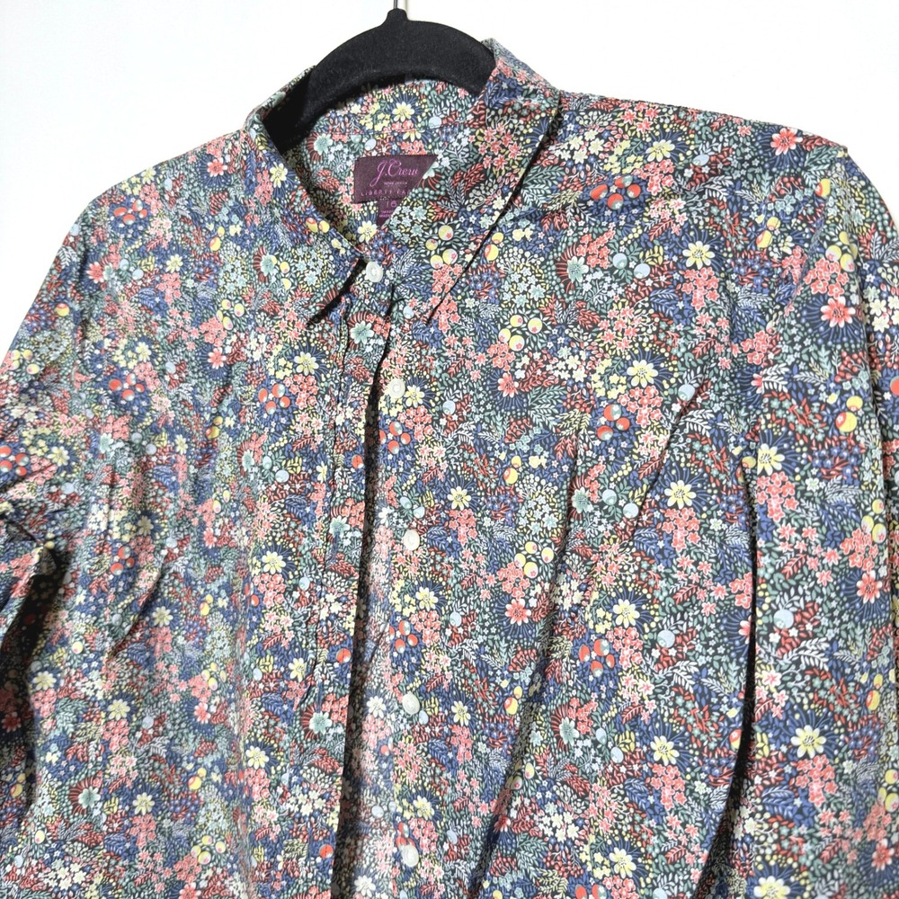 J.Crew Liberty Fabric Floral Button Down Shirt Womens 16 Multicolor Long Sleeve